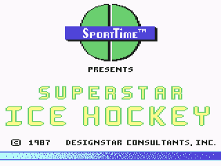 Superstar Ice Hockey title screen for Commodore 64
